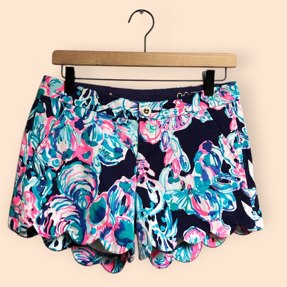 Lilly Pulitzer The Buttercup Stretch Twill Shorts 5” Inseam Navy Pink Women’s 00